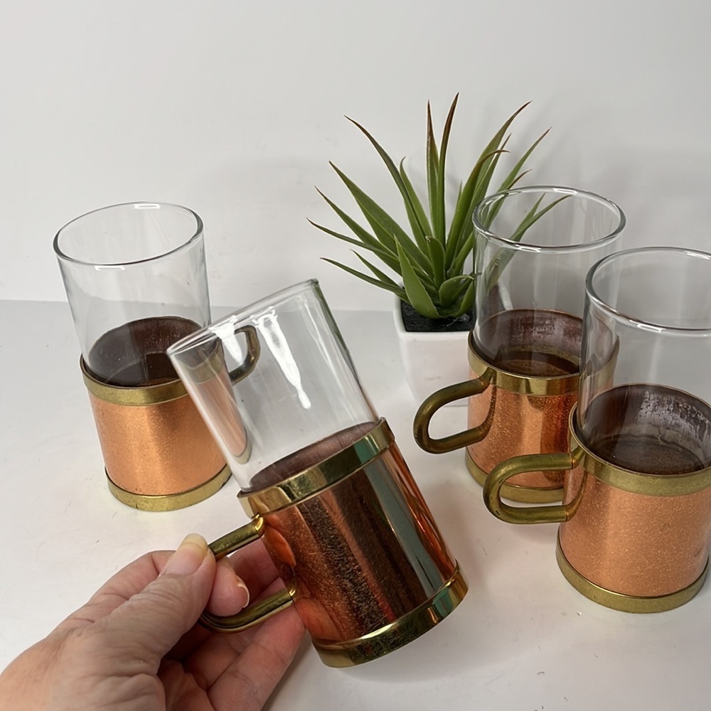 Mid-Century Modern Copper Irish Coffee Tea Glass - Set of 4 - Picture 15 of 16
